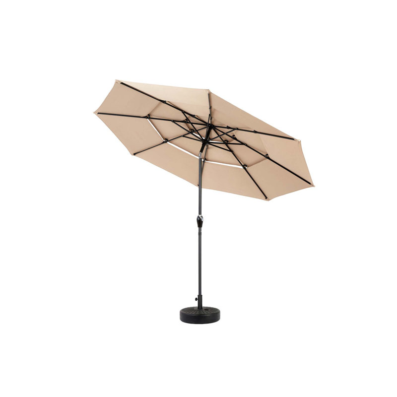 Parasol polyvalent à inclinaison automatique avec construction robuste pour patio et bord de piscine, Kaki