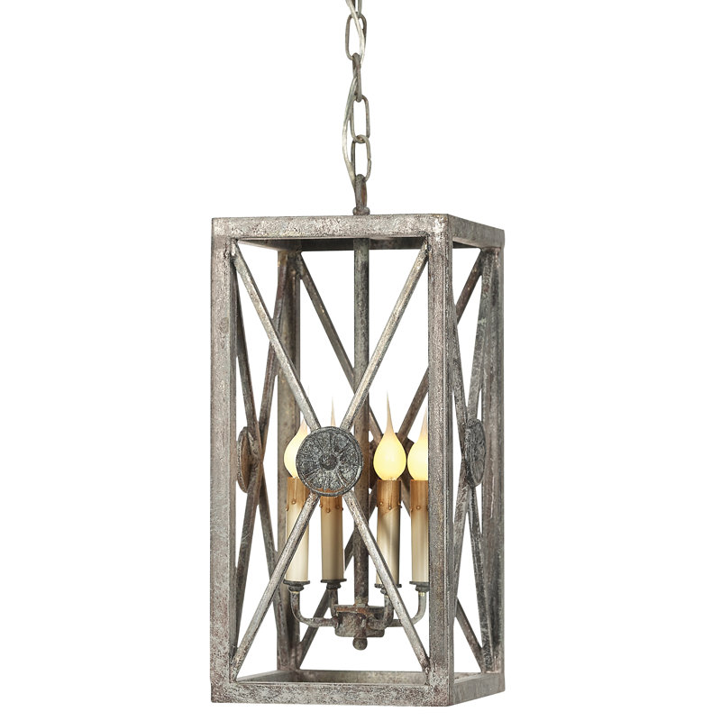Lustre rectangulaire / carré de style bougie à 4 lumières Medallion