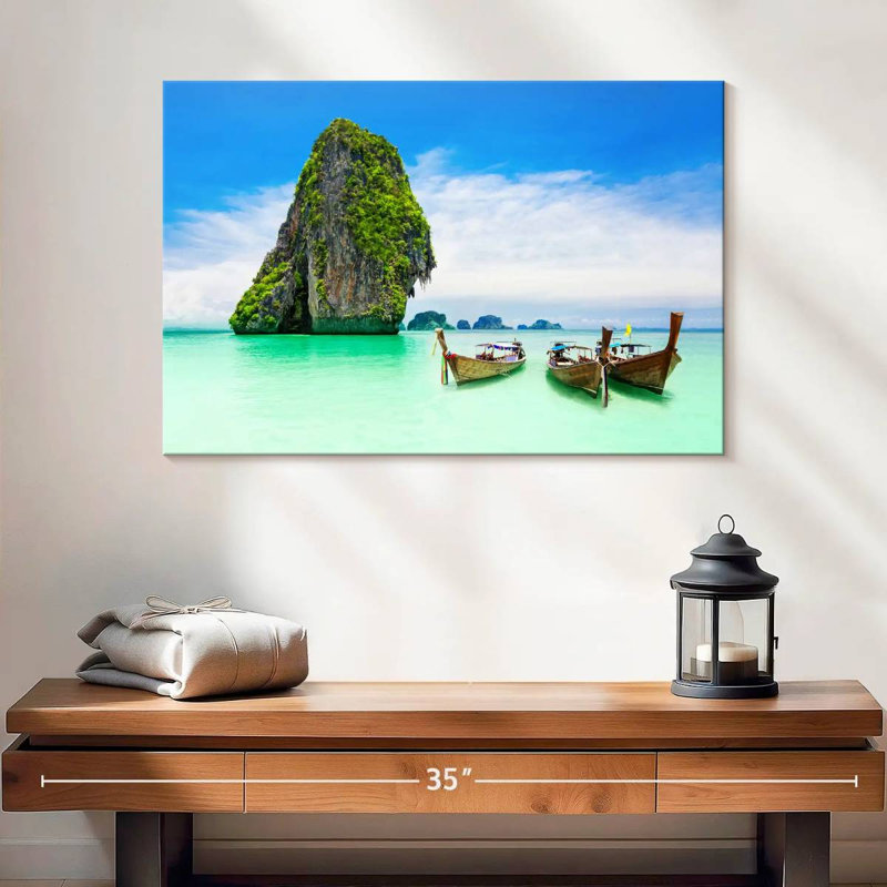 Bateaux Mehar à l'île de Krabi, H 16 po x l 24 po