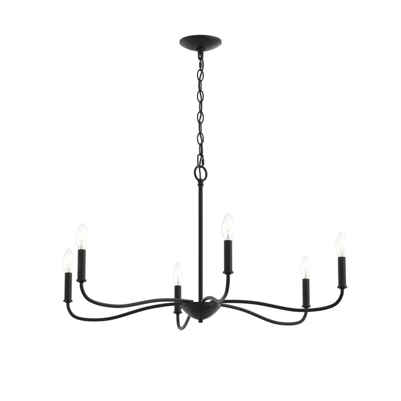 Reines Five-Light Matte Black Medium Chandelier, Matte Black