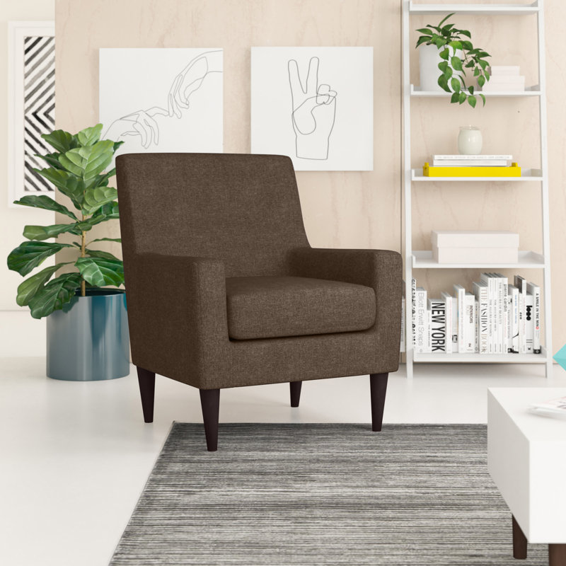 Donham Upholstered Armchair, Pecan Microsuede, Black