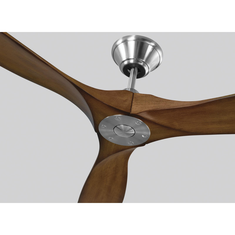 Maverick Downrod Ceiling Fan, 60 inches, Brushed Steel with Koa Blades