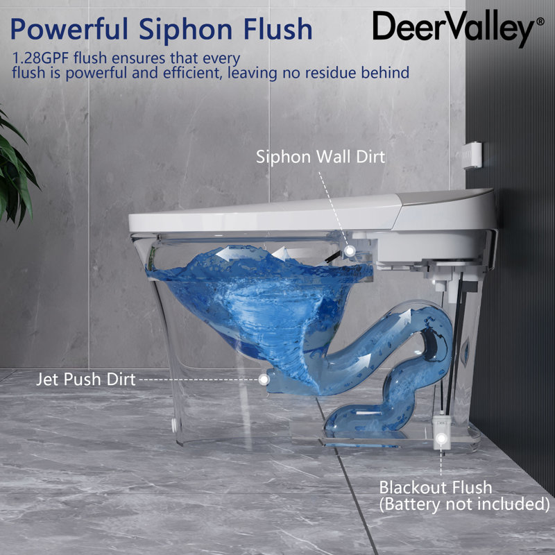 Elongated Smart Toilet with Bidet Function, Auto Open/Close Lid, Heated Seat, Foot Kick & Blackout Flush – Premium Comfort