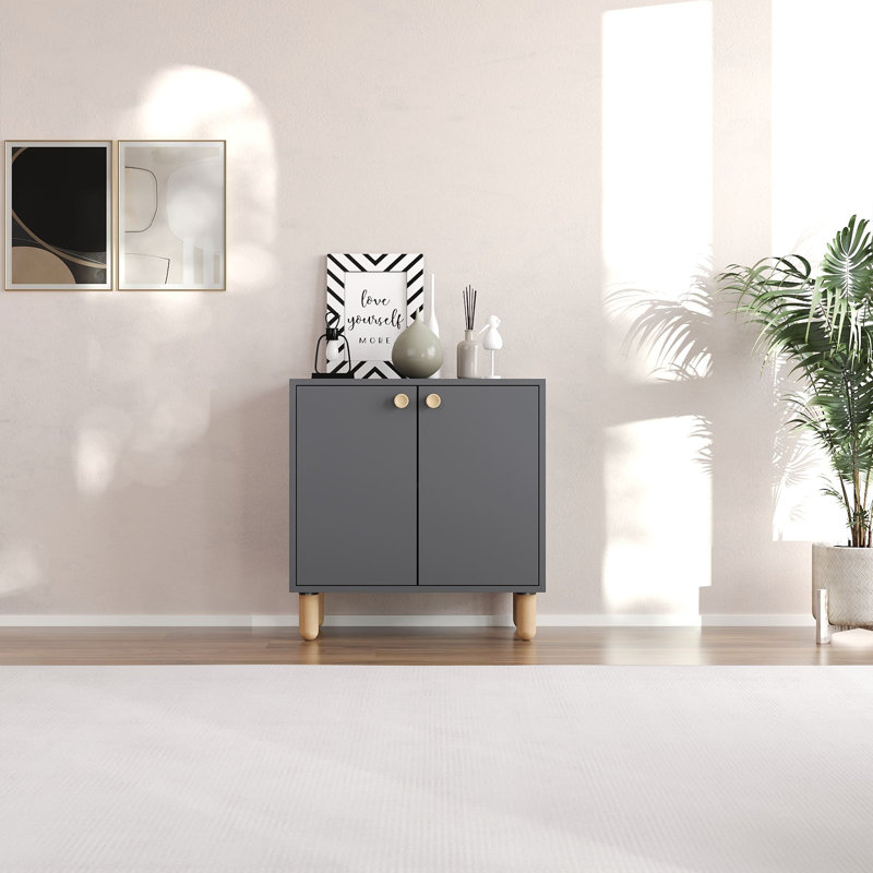 8 Pairs Shoe Storage Cabinet With Wooden Legs, Anthracite