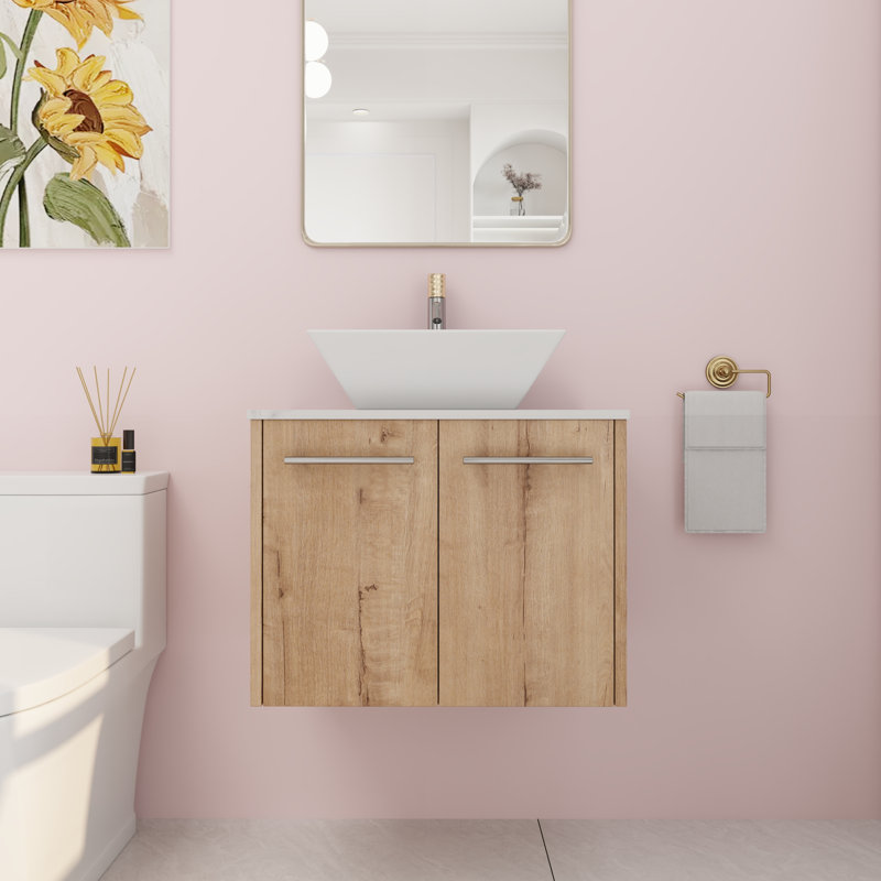 Ensemble de meuble-lavabo mural simple 23,66 po avec plateau en céramique Daaltyn