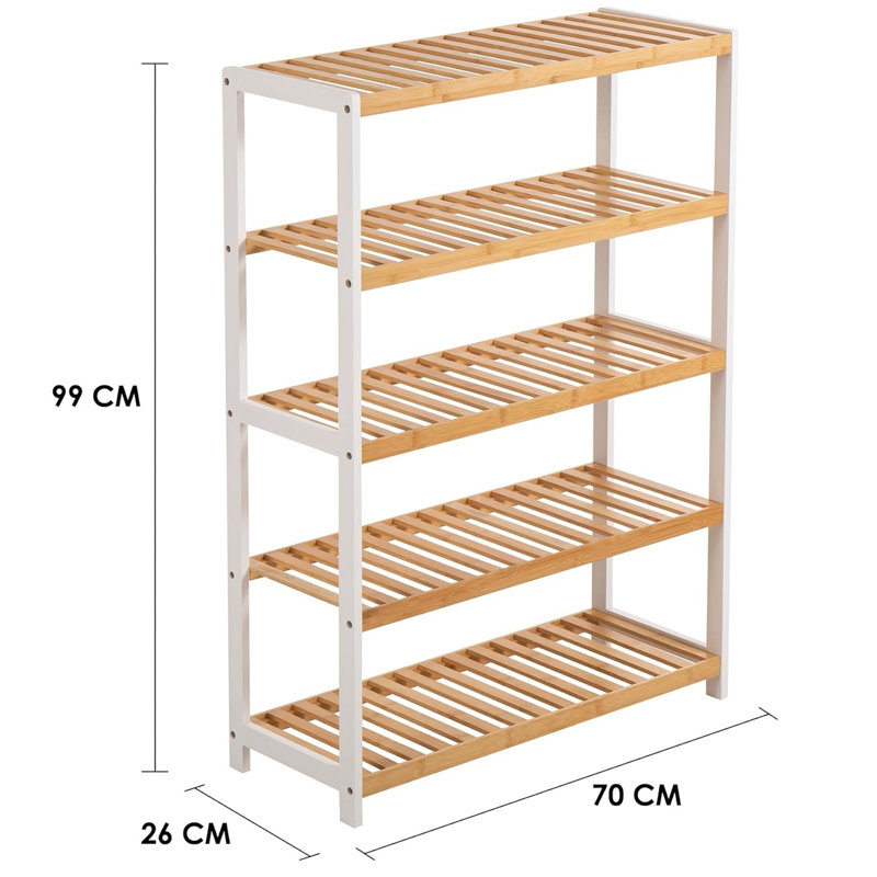 15 Pair Shoe Rack, Natural/White