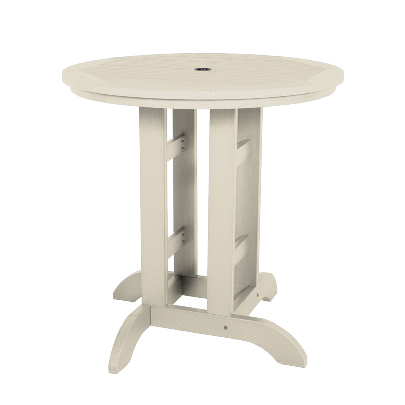 Tion Round Outdoor Dining Table with Umbrella Hole in Counter Height (36"), Whitewash, 36" H x 36" L x 36" W