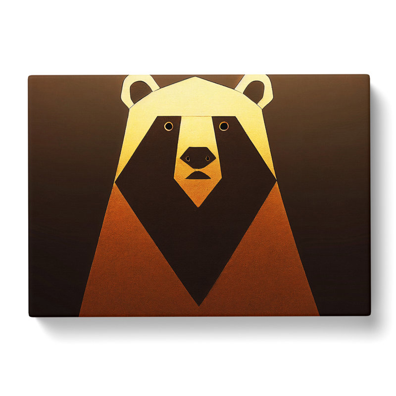 Golden Abstract Bear - Wrapped Canvas Print, 35cm H x 50cm W x 3cm D