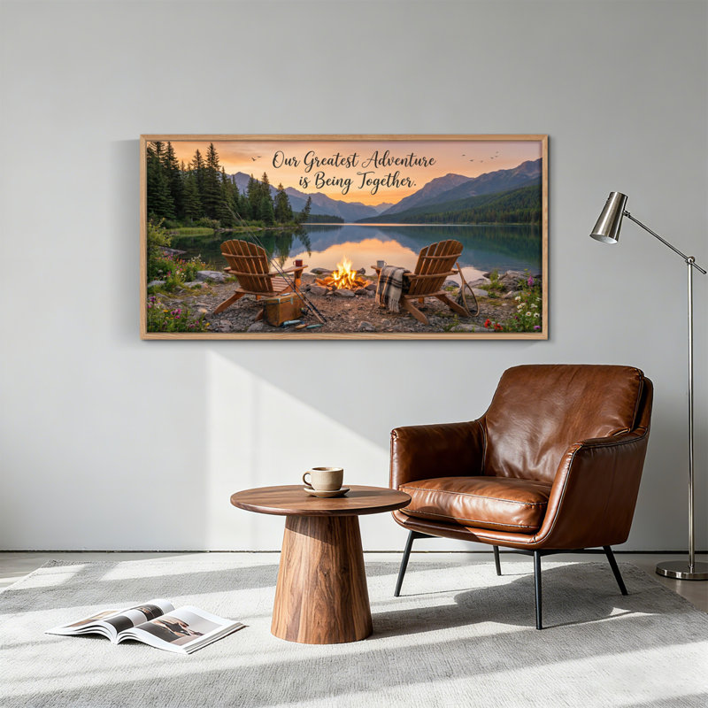 «Lake Campfire», ensemble de reproductions d'art sur toile encadrées de 1 48 po x 24 po, 48 x 24 pouces