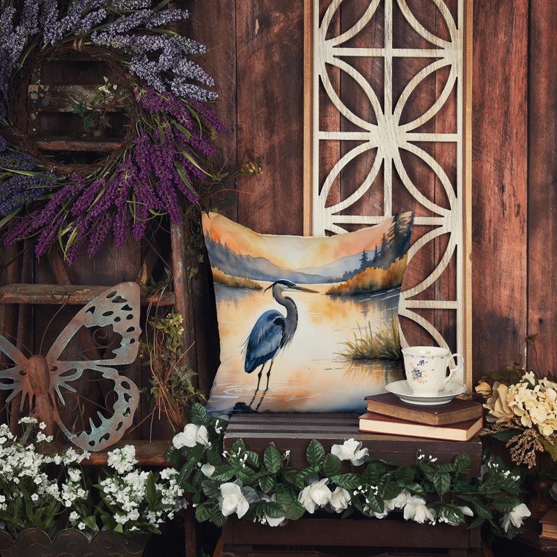 Coussin Blue Heron in the Golden Hour, Carré 18 po