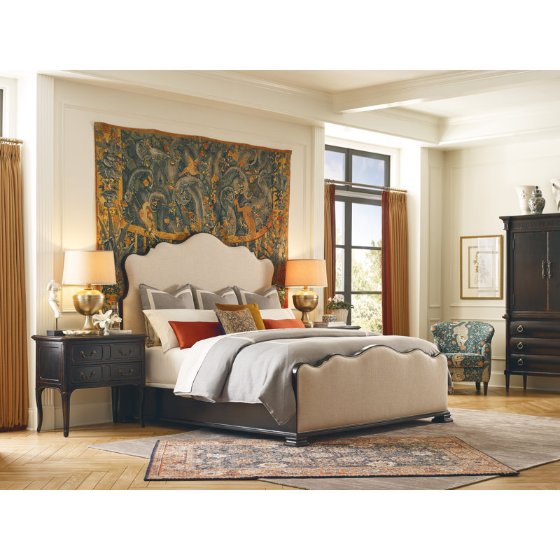 Charleston California King Beige Linen Upholstered Bed