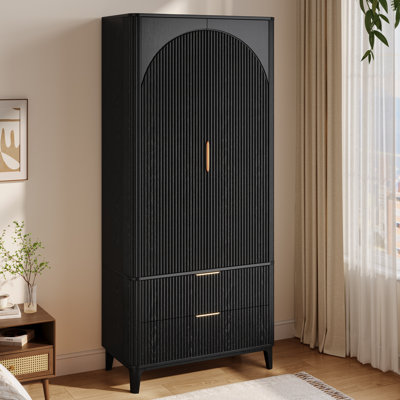 Armoire 2 portes avec 2 grands tiroirs et tringle