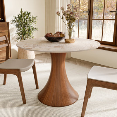 35.4" Mid-Century Modern Round Dining Table For 2-4