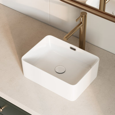 Lavabo vasque rectangulaire avec trop-plein Los Flexi - Céramique blanche au-dessus du comptoir pour les petites salles de bain