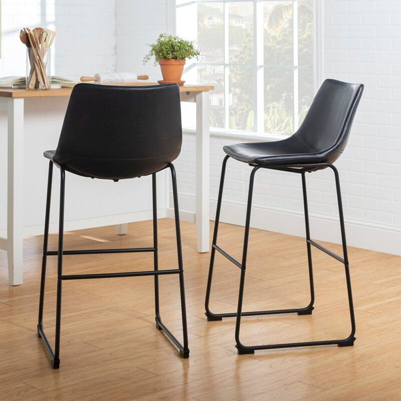 Upholstered Counter Stool, Black, Bar Stool (29” Seat Height)