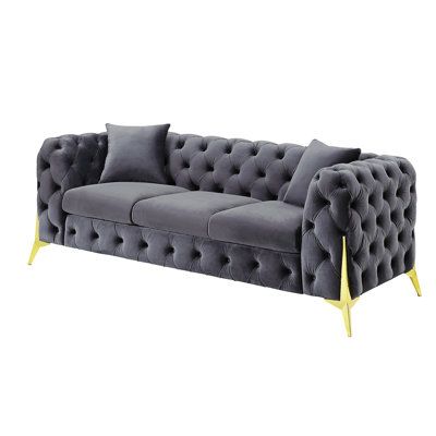 89.11'' Velvet Rolled Arm Modern Sofa Living Room Couch Living Room Sofa Comfy Couch -  Builddecor, MIUMIUW1241S00167