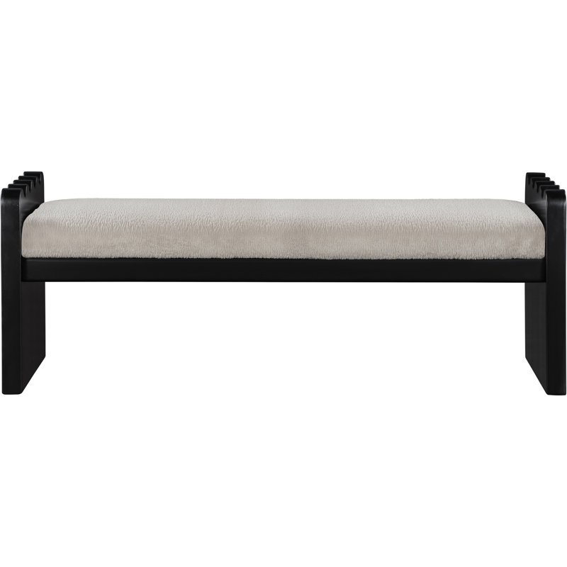 Daline Velour  Fabric Bench, Black, Beige Velour Fur Fabric