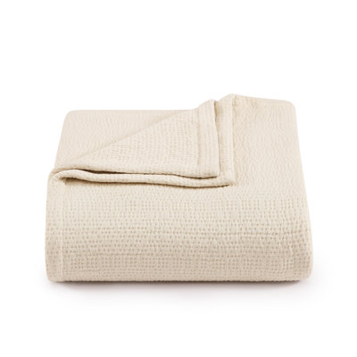 Tommy Hilfiger Running Stitch Solid Cotton Blanket