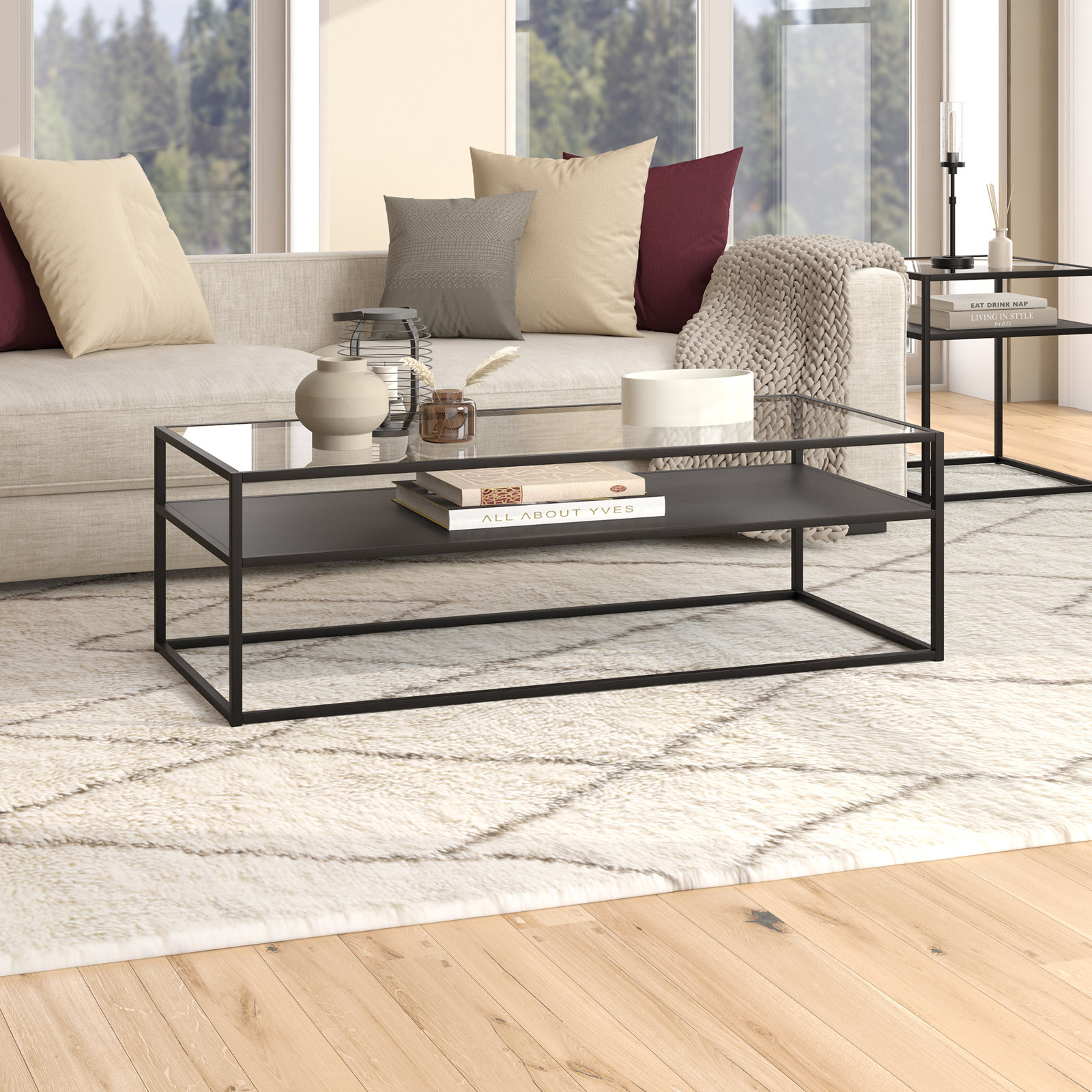 Duran Single Coffee Table, 17" H x 54" W x 24" D