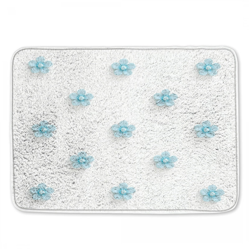 Blue Floral Arrangement Bath Mat, 24in W x 17in L