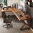 Nut-brown L-Shaped Solid Wood writing desk-118614620