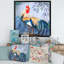 Coq coloré, longue queue émeraude, coq rouge - reproduction d'art sur toile traditionnelle-66801152-66801154