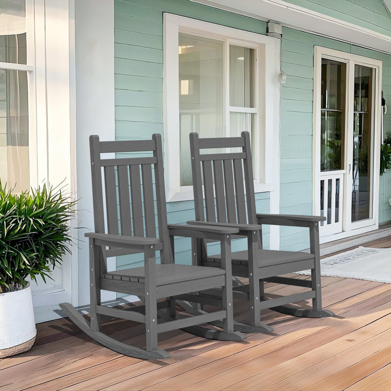 Chaise Adirondack à bascule en PEHD Wolak (ensemble de 2), Gris