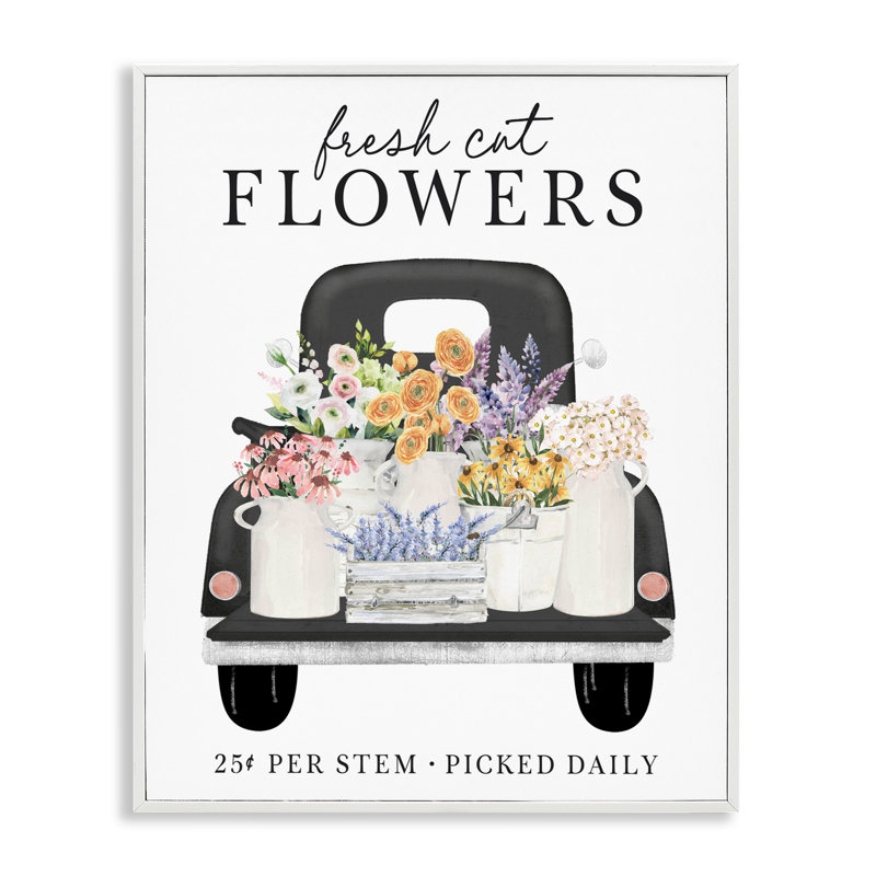Giclée encadrée quotidienne de fleurs fraîches, design par lettré et doublé, H 14 po x l 11 po