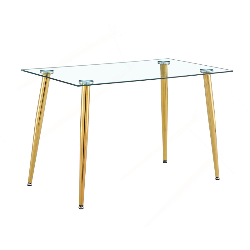 Bartlesville Metal Base Dining Table, Gold, 30.11"H x 47.24"L x 27.55"W
