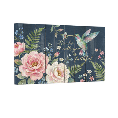 Text & Numbers Floral Hummingbird Wood Panel Art Print