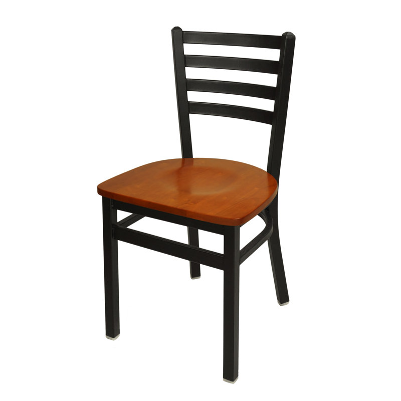 Lima 17.25'' H Metal Dining Chair, Sand Black, Light Cherry/Black