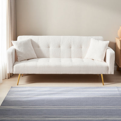 71.7 - Inch Teddy Fleece Sofa Bed With Two Included Throw Pillows