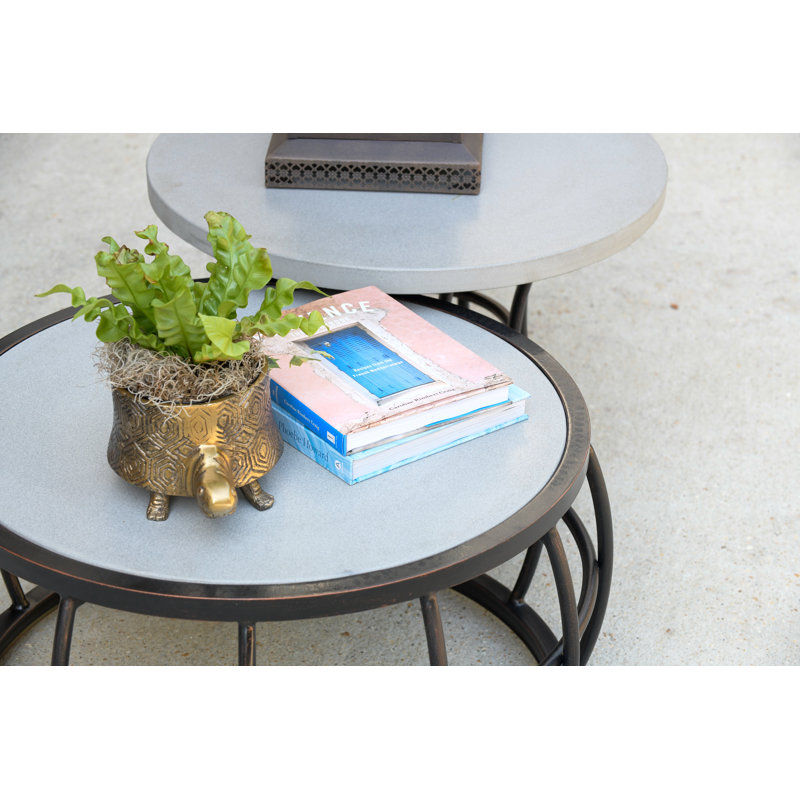 West Haven - Outdoor Coffee Table w/ Aluminum Base & Polished Concrete Top