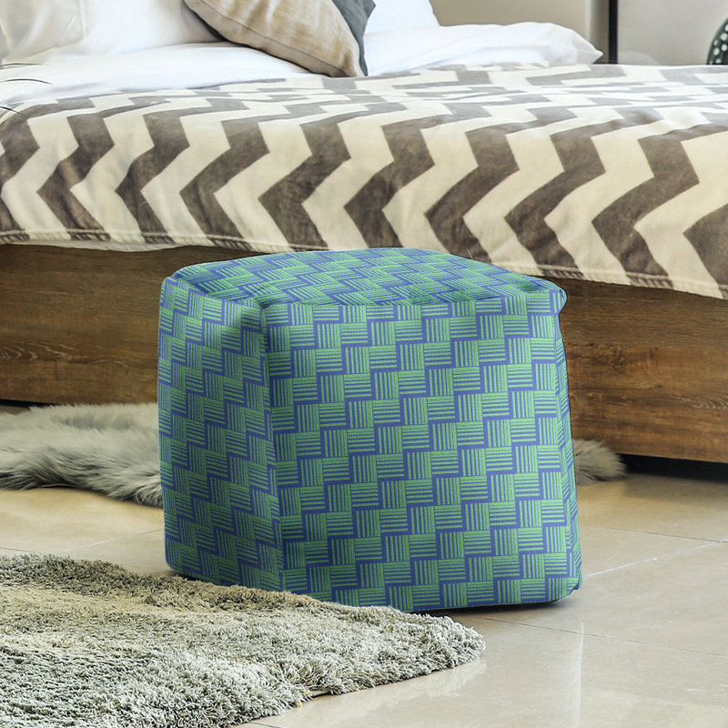 Repose-pieds cubique à rayures classic basketweave, Bleu / vert