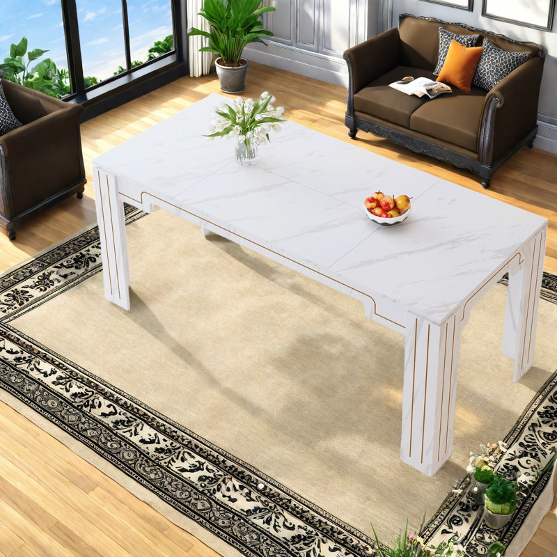 Spacious Dining Tables (table Only, No Chairs, Complete With Top And Legs), Mdf Faux Marble Modern Home Dining