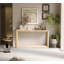 Console rectangulaire de 60 po en placage de bois massif, table de canapé large, table de canapé derrière avec amplement de rangement pour le vestibule et le salon-128993969