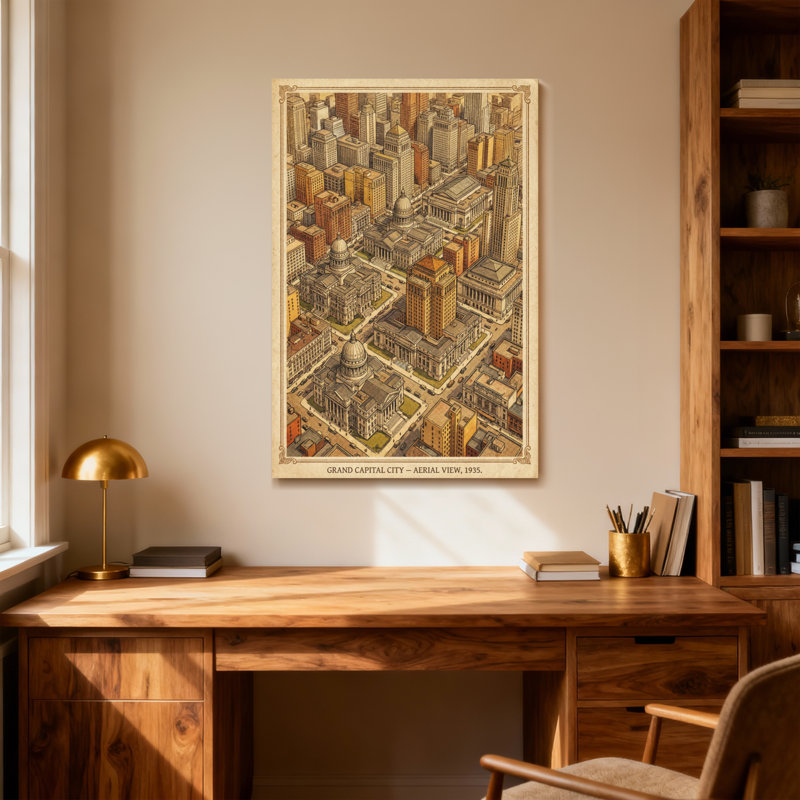 Vue panoramique de paysages urbains et de paysages urbains de Grand Capital, 1935, H 48 po x l 32 po