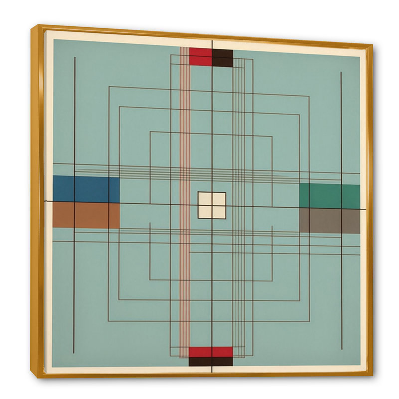 Impression sur toile sur cadre rétro Mid-Century, Or, L 24 po x H 24 po