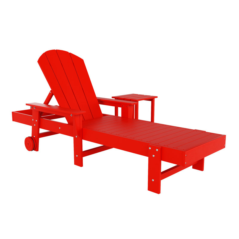 Laguna Outdoor Chaise Lounge with Table, Red