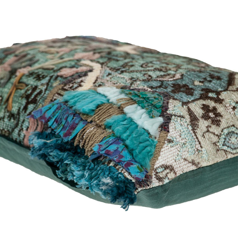 Parkland Collection Adya Multicolor Bohemian 14" x 20" Cotton Lumbar Decorative Throw Pillow