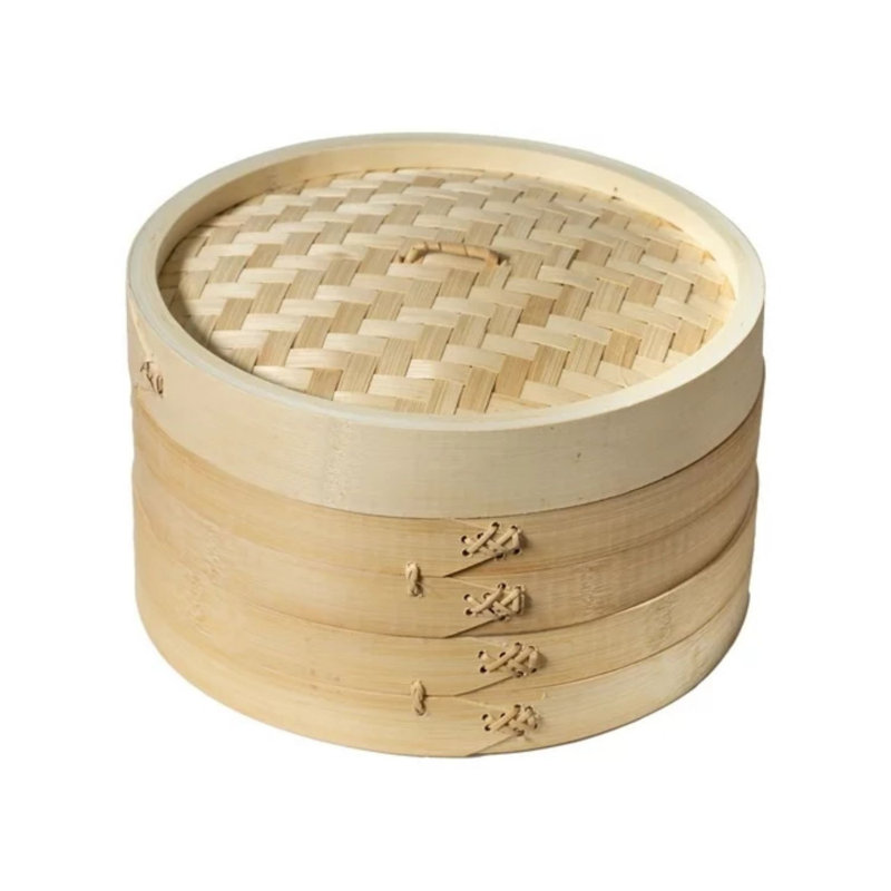 Paniers à vapeur à 2 niveaux en bambou avec couvercle (10 po)