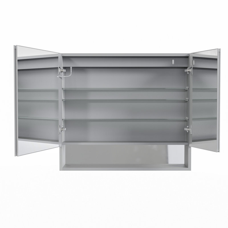 Armoire à pharmacie à fixation en surface avec 4 tablettes réglables Kolambe, H 32 po x l 36 po x P 5,25 po, Aluminium