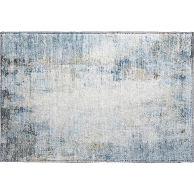 Tapis moderne lavable à la machine de qualité supérieure Mayfield, 1 pi 8 po x 2 pi 6 po, Bleu