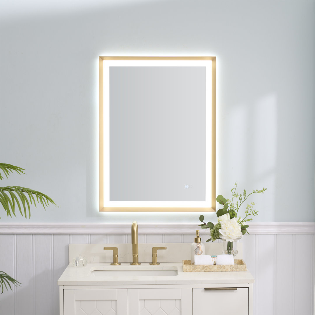 Edlun Backlit and Front light Slope Bathroom Frame Mirror Anti-Fog With Dimmable Light Touch Sensor Mercer41 