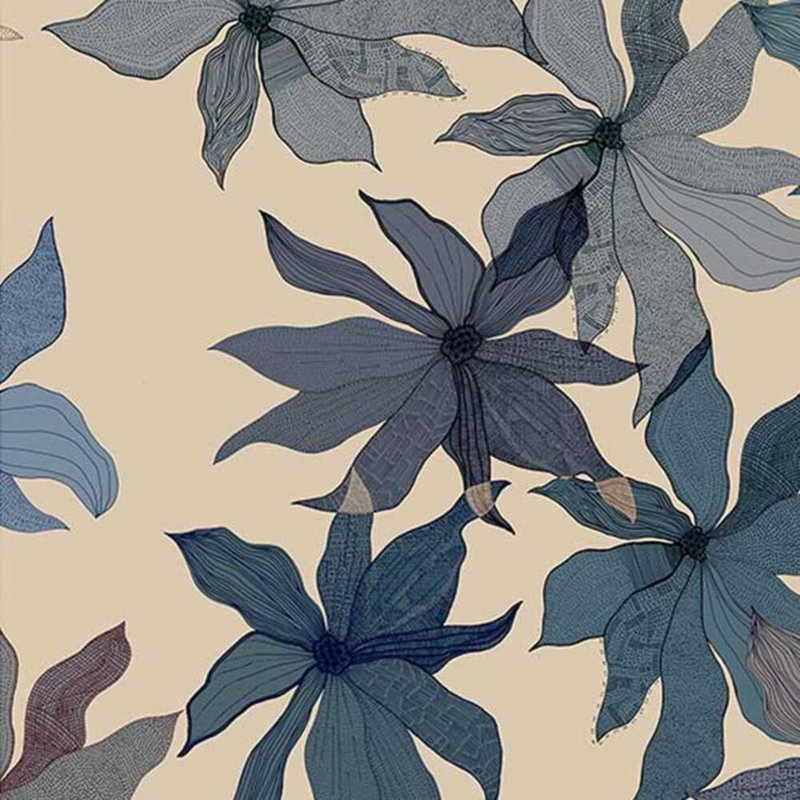 Floral Wallpaper Double Roll, Indigo
