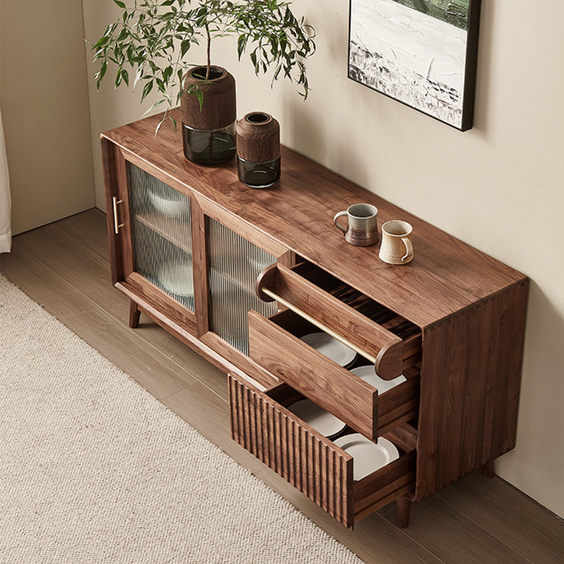 Buffet simple en bois massif noyer noir 62,99