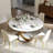 Maxwell Modern Round Dining Table for 4-8 with Sintered Stone Tabletop, X Carbon Steel Base Pre-Assembly-304120420-311459177