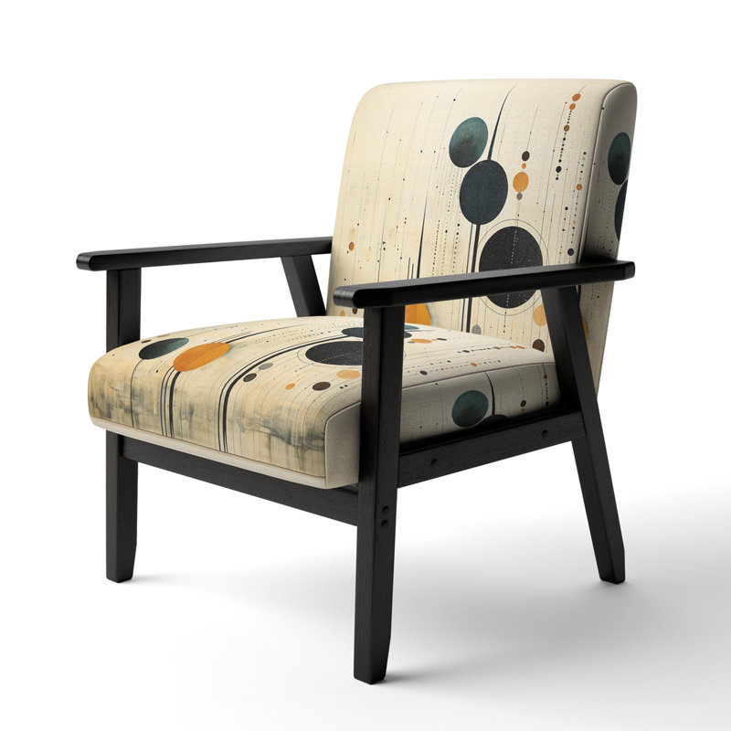 Colorful Mid Century Minimalist Oasis IV - Upholstered Modern Arm Chair, Black Square Arms