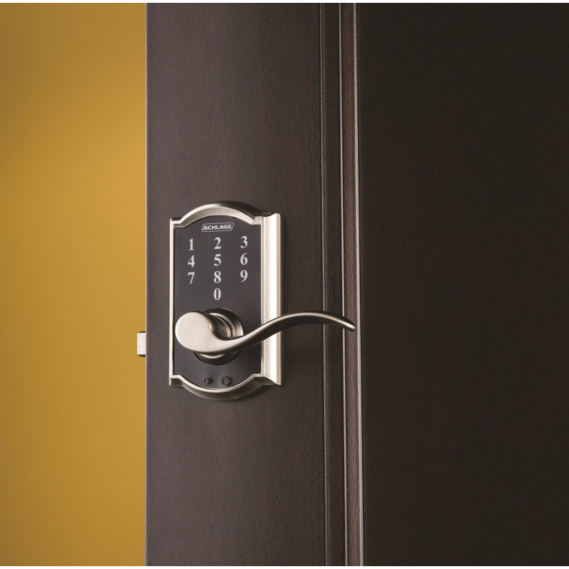 Schlage Touch Keyless Touchscreen Lever with Camelot Trim and Accent Lever, Matte Black
