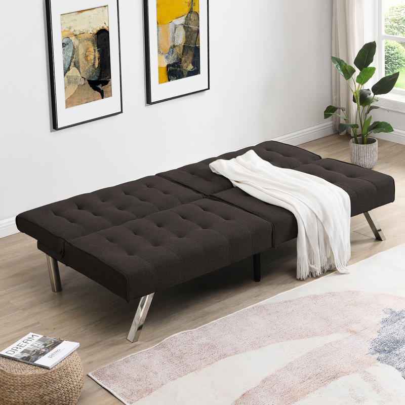 Lit futon avec design ergonomique pour une structure en bois moderne et un espace de rangement, Espresso